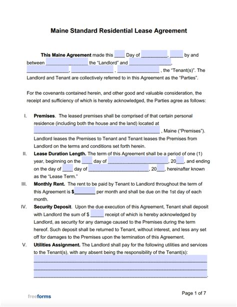 rental agreement form maine|Maine Lease Agreement (Free) 